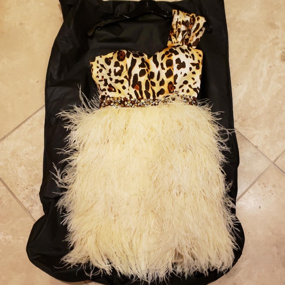 Cheetah and feather cocktail dress